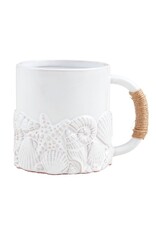 Mud Pie Shell Textured Coffee Mug W Rattan Handle | H