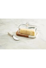 Mud Pie Wood Marble Butter Dish Set