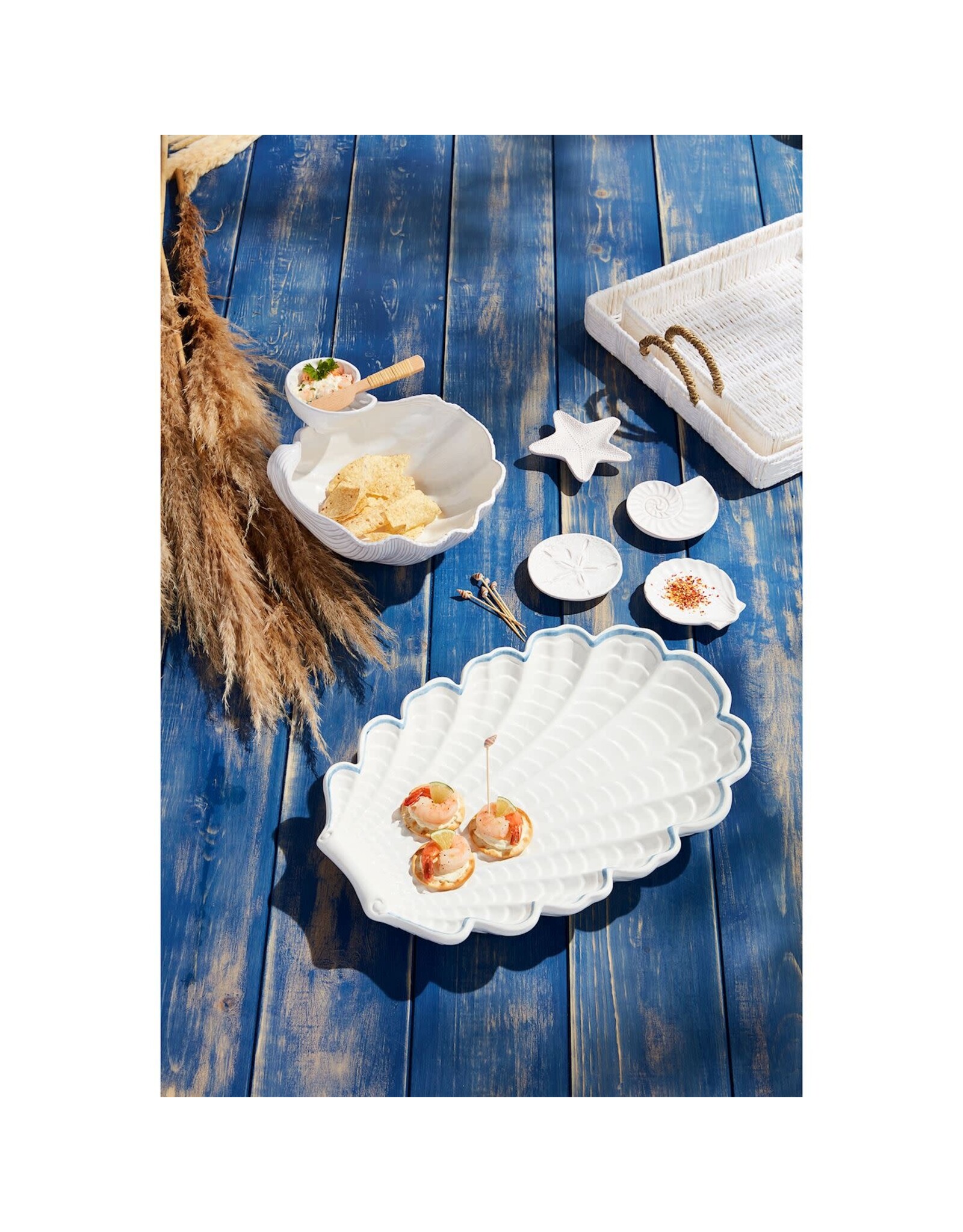 Mud Pie Sea Theme Tidbit Plates | Nautilus Swirl Shell Appetizer Plate