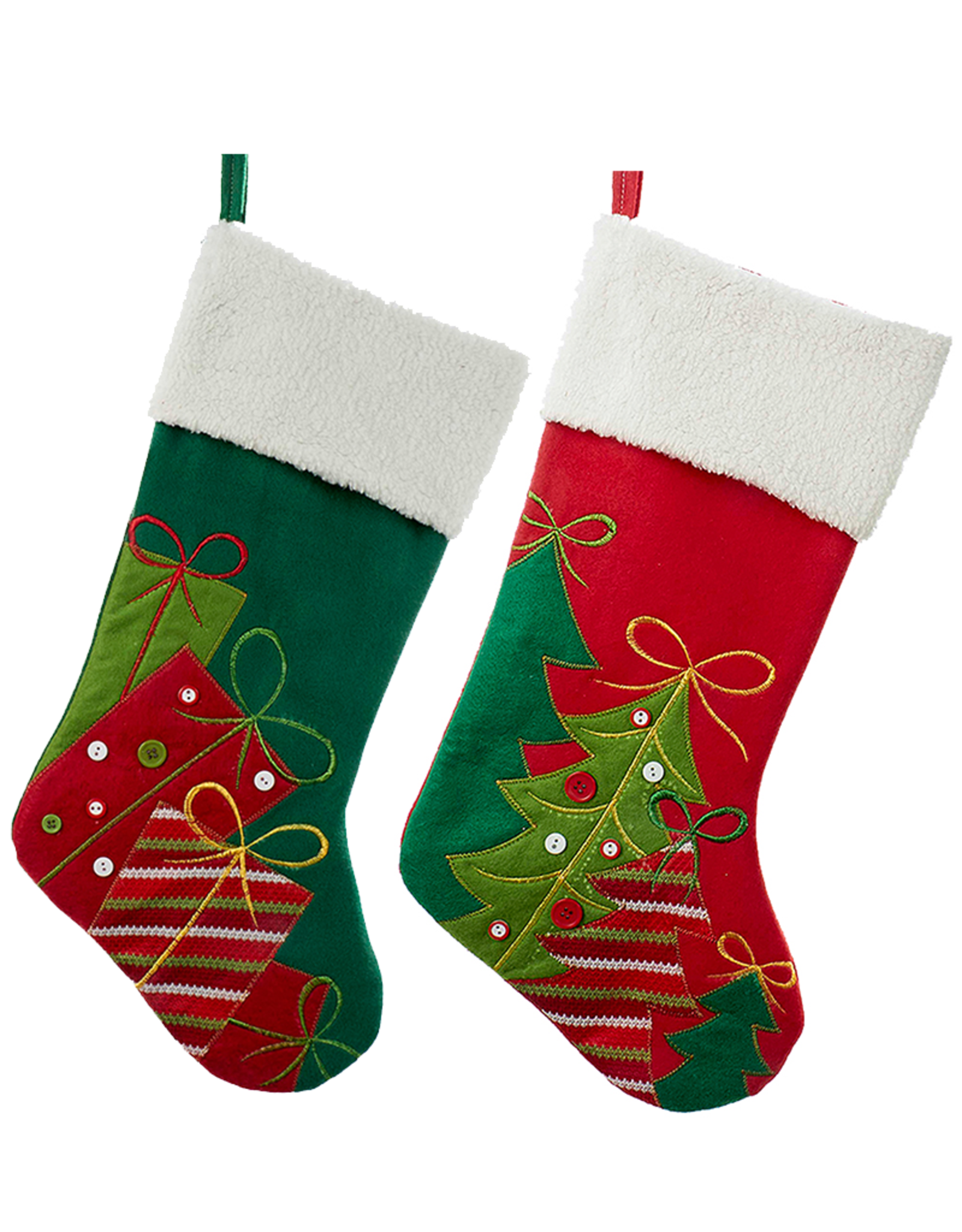 Kurt Adler Christmas Stockings Set of 2 Presents And Christmas Trees