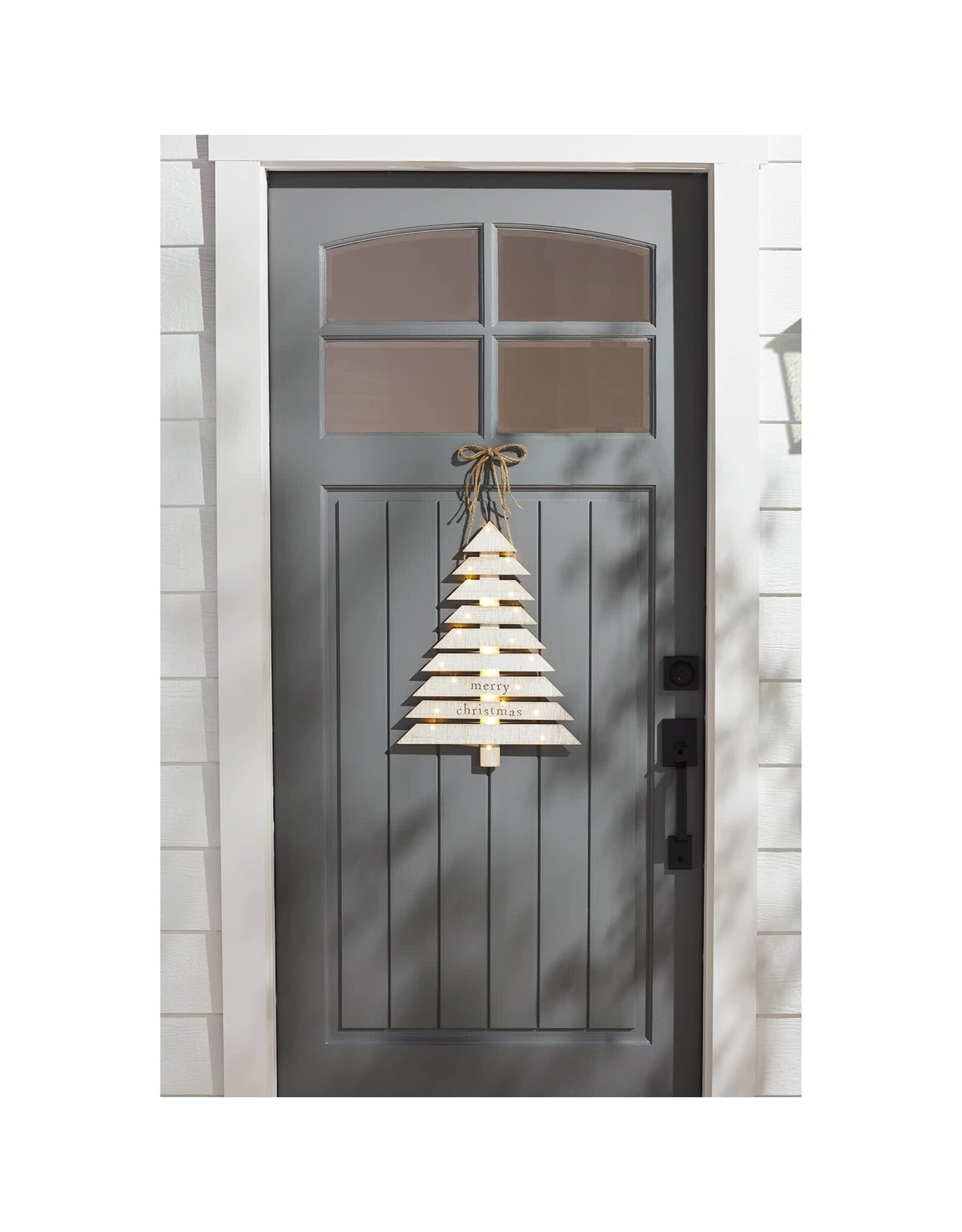Mud Pie LED Light Up Christmas Tree Door Hanger 22x15 Inch