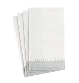 Caspari Paper Guest Towel Napkins 15pk Linen Border Silver