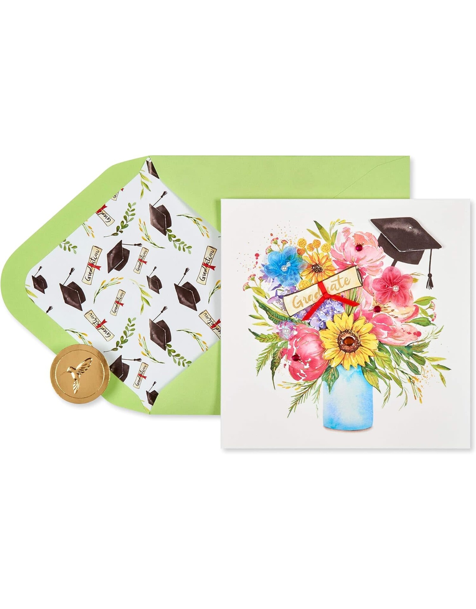 PAPYRUS® Graduation Card Florals In Vase Cap N Diploma