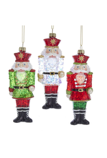 Kurt Adler Red And Green Glass Nutcracker Glitter Ornaments 3 Assorted