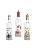 Kurt Adler Acrylic Vodka Bottle Ornaments w Glitter Inside 3 Assorted