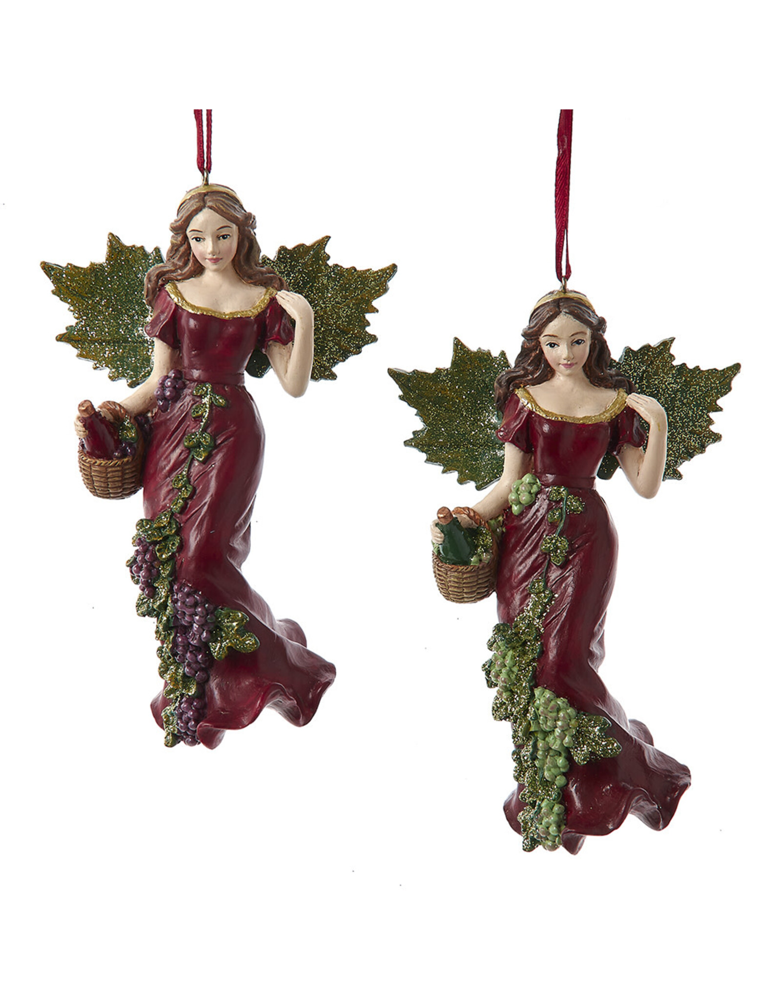 Kurt Adler Wine Angels Angel Ornaments Set of 2 Assorted