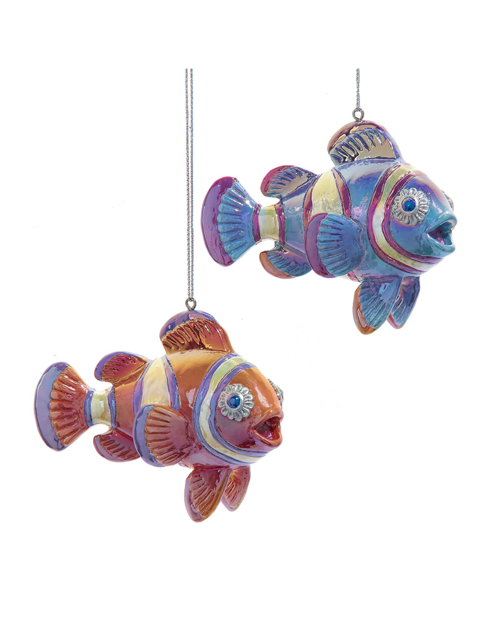Kurt Adler Colorful Clown Fish Ornaments 2pc Set