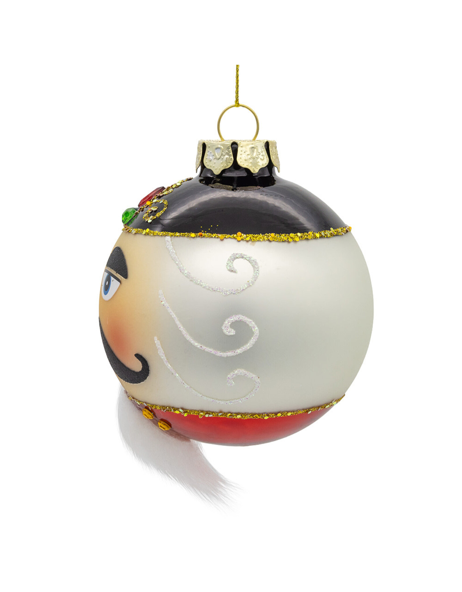 Kurt Adler Christmas Nutcracker Glass Ball Ornament 80MM