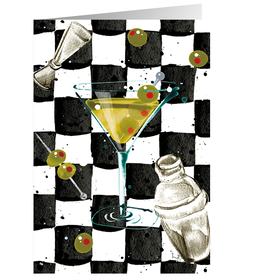 Caspari Birthday Cards Dirty Martini On Checkerboard Card