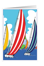 Caspari Birthday Cards Sailing Yachts Sail Boats Card
