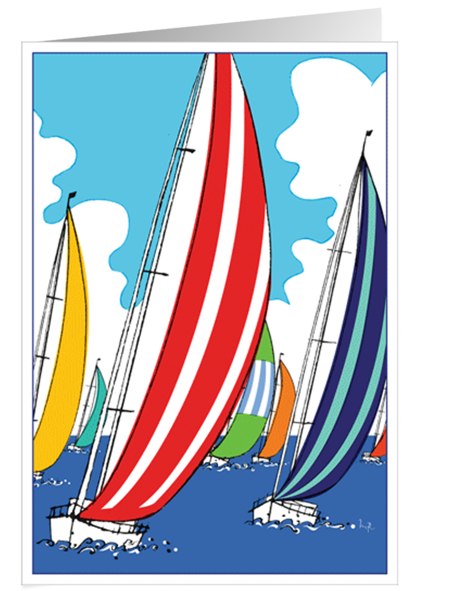Caspari Birthday Cards Sailing Yachts Sail Boats Card