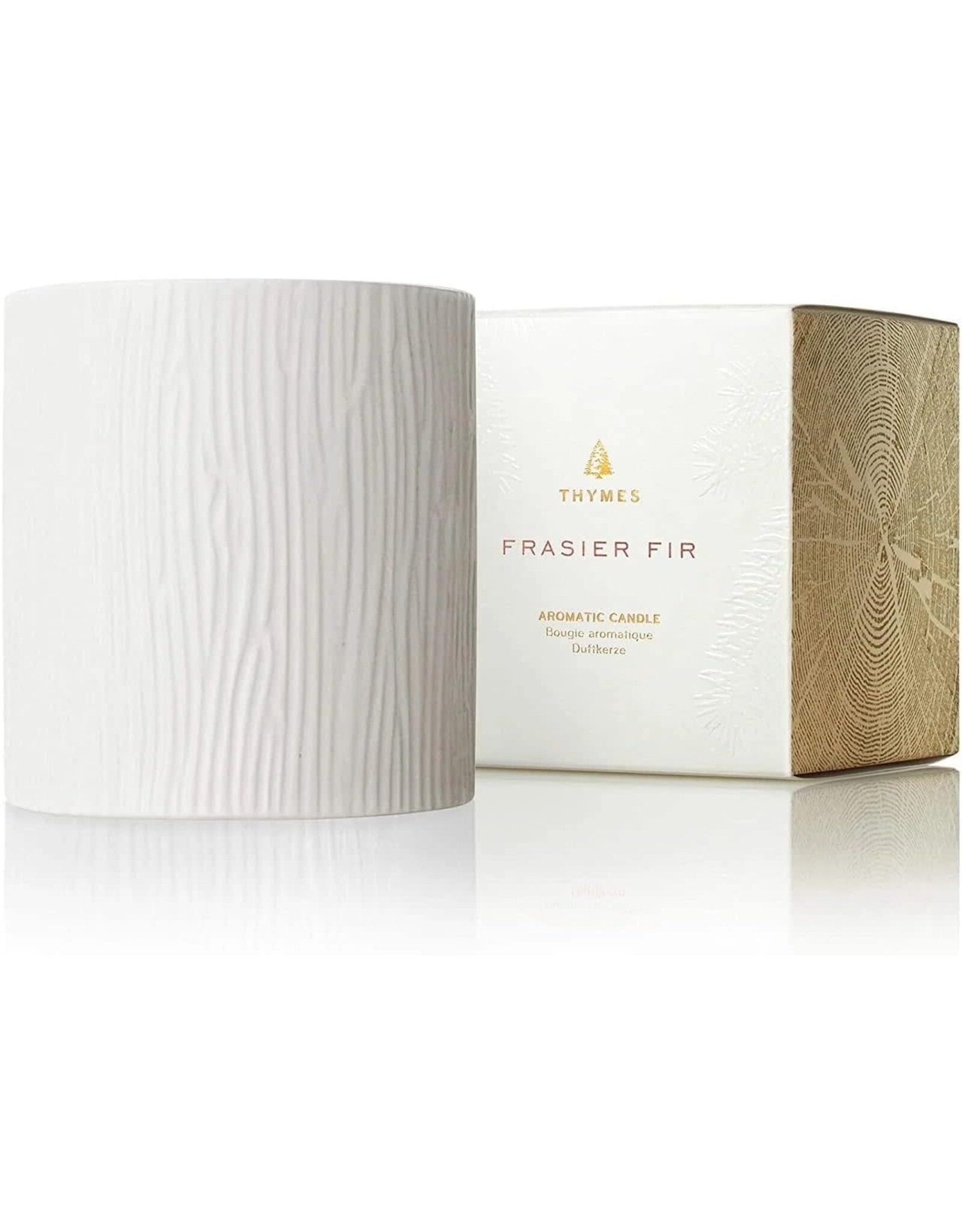 Frasier Fir Gilded Ceramic Candle Medium Pillar 11 Oz