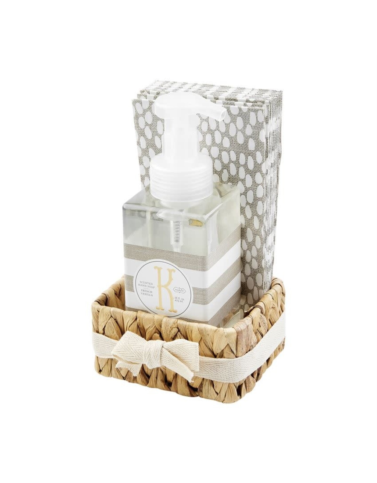 Mud Pie Initial K Hand Soap Paper Hand Towels And Basket Set