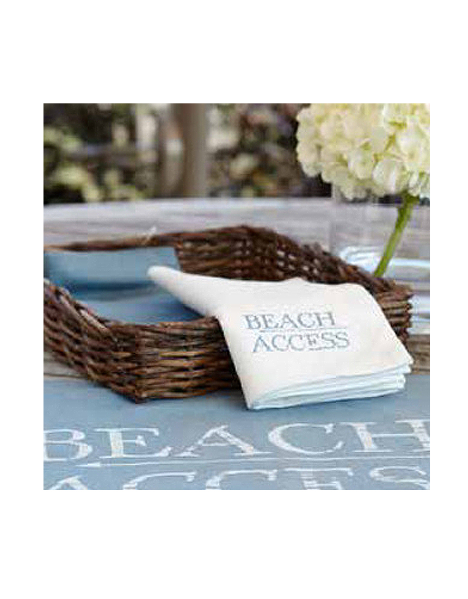 Cotton Napkins Set of 4 16x16 w Printed Text Beach Access