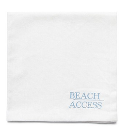 Cotton Napkins Set of 4 16x16 w Printed Text Beach Access