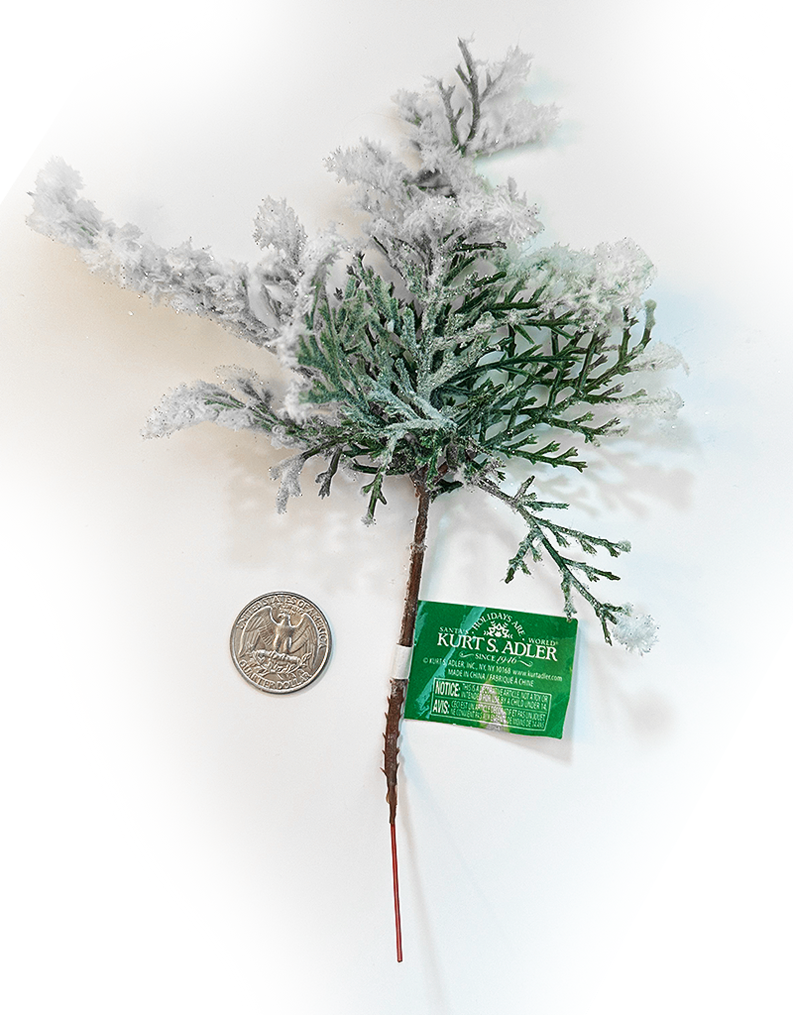 Kurt Adler Snow Cedar Pick Christmas Picks Flowers Floral Decor