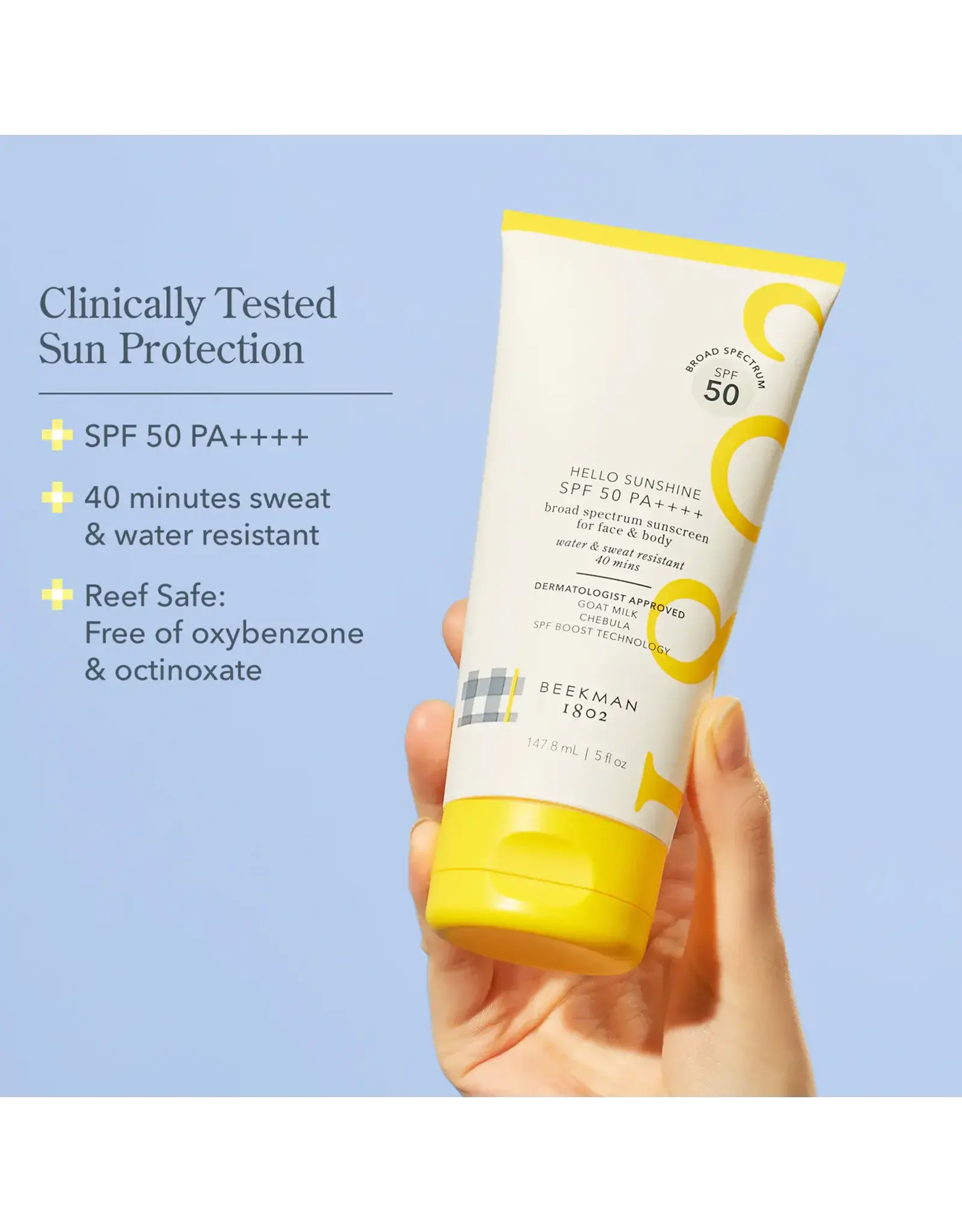 Beekman 1802 SPF 50 Hello Sunshine Sunscreen For Face and Body 5 oz