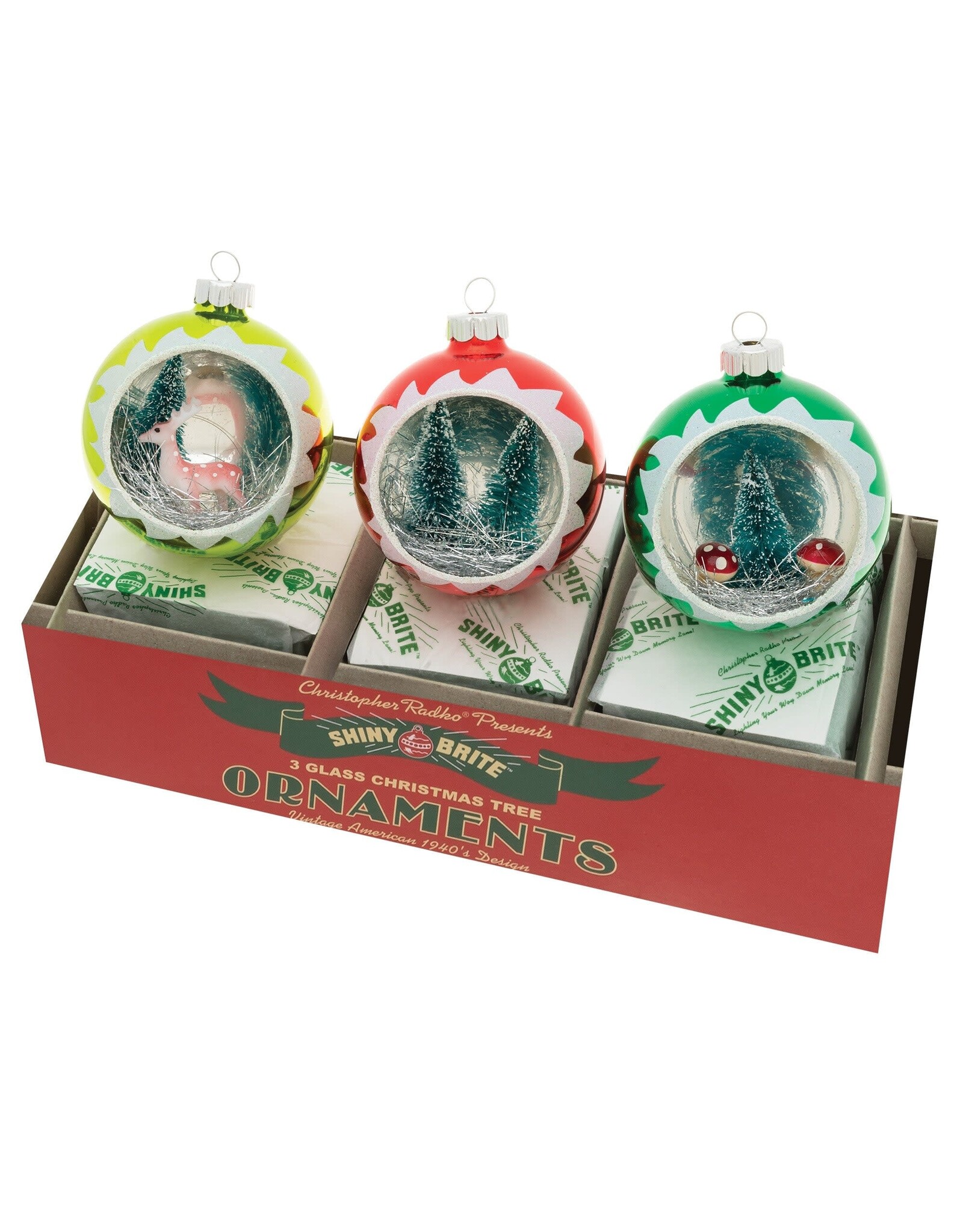 Christopher Radko Shiny Brite Holiday Splendor 3CT 3.25" Scene Rounds