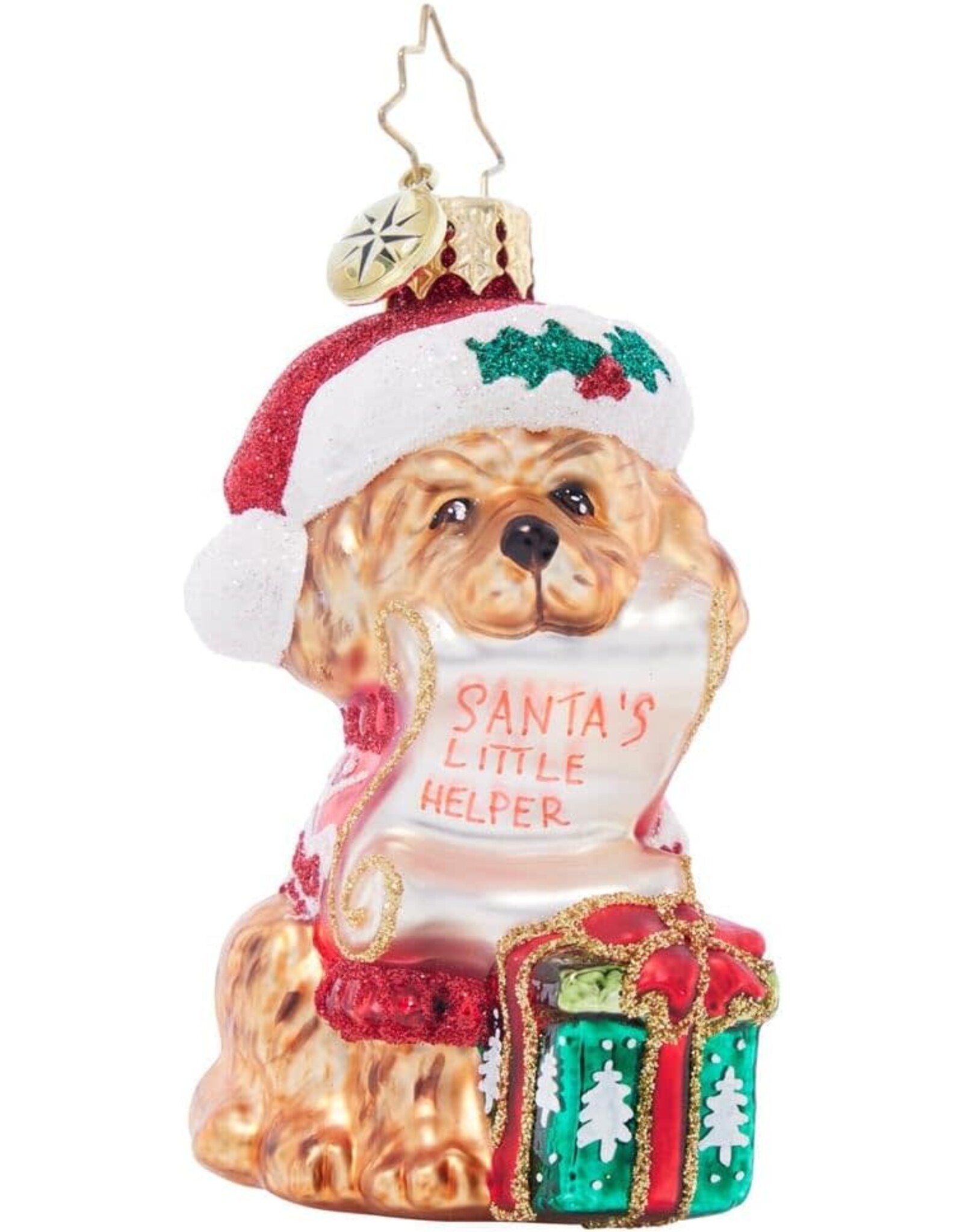 Christopher Radko Festive Furry Friend Puppy Gem Christmas Ornament
