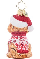 Christopher Radko Festive Furry Friend Puppy Gem Christmas Ornament