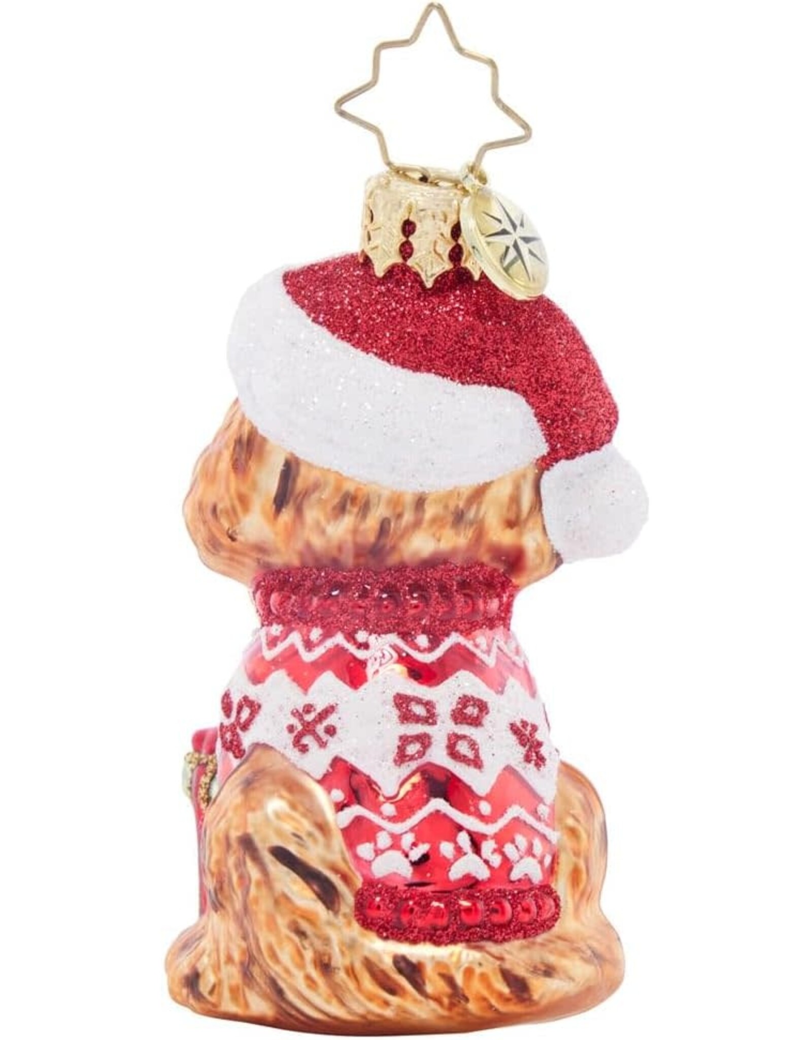 Christopher Radko Festive Furry Friend Puppy Gem Christmas Ornament