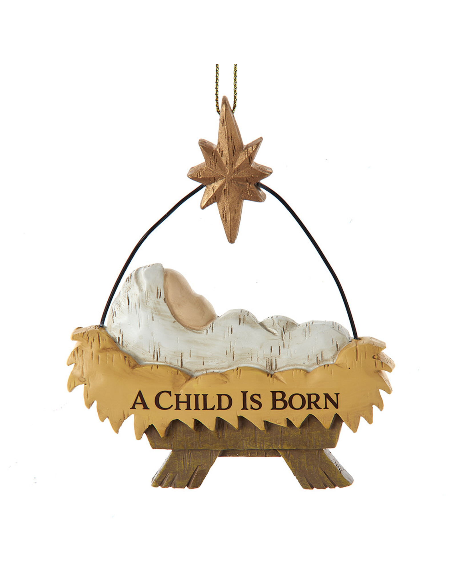 Kurt Adler A Child Is Born Creche Ornament with Baby Jesus