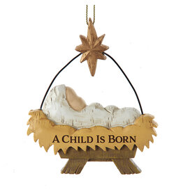 Kurt Adler A Child Is Born Creche Ornament with Baby Jesus