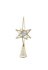 Kurt Adler Tree Toppers Mirrored Gold Glitter Star Treetop 13.5”