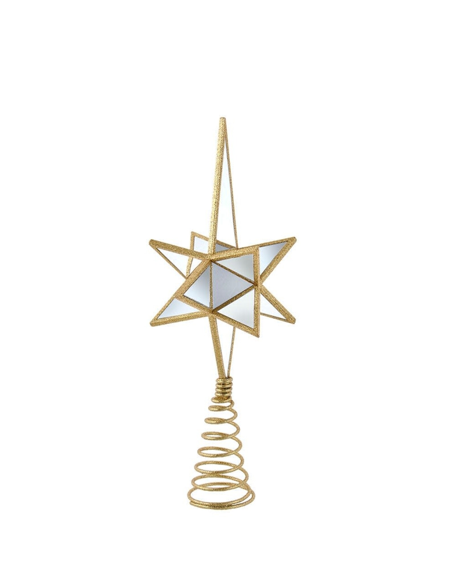 Kurt Adler Tree Toppers Mirrored Gold Glitter Star Treetop 13.5”