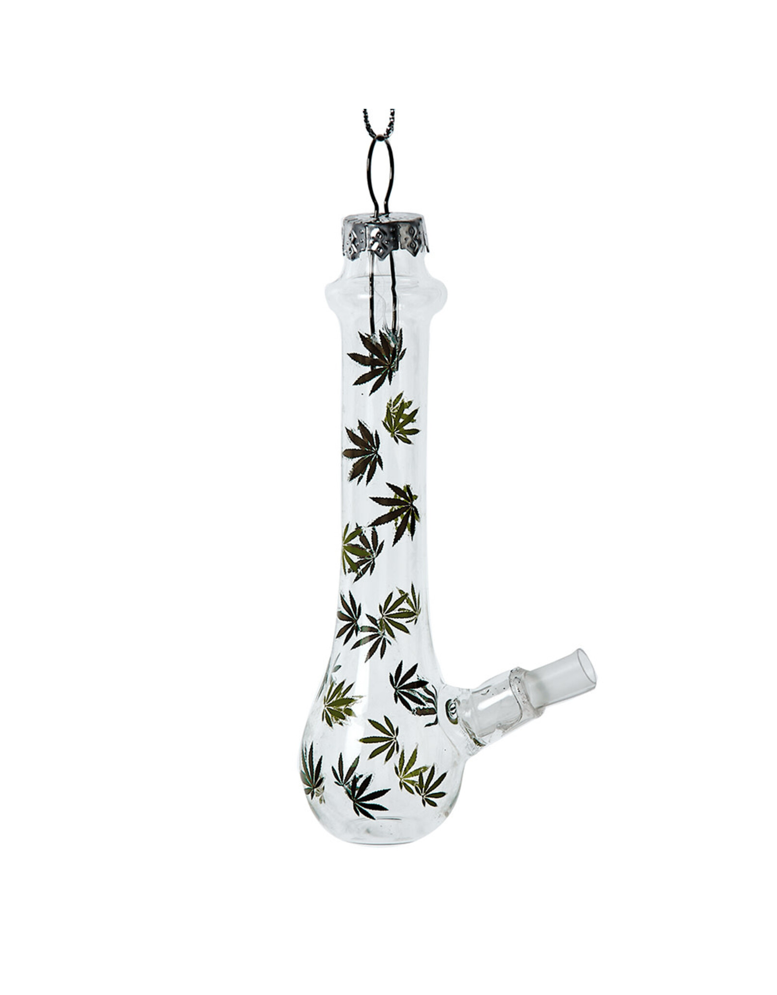 Kurt Adler Glass Bong With Cannabis Leaf Christmas Ornament