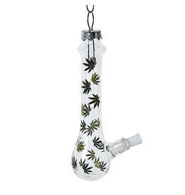 Kurt Adler Glass Bong With Cannabis Leaf Christmas Ornament