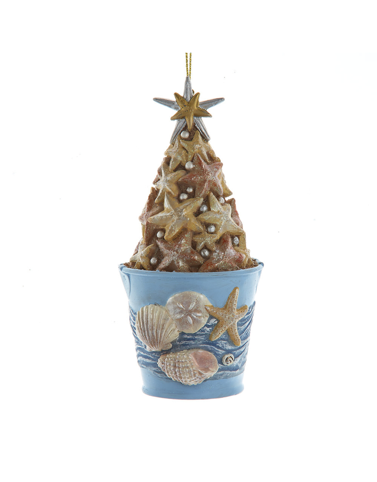 Kurt Adler Coastal Bucket Of Starfish w Sand Ornament