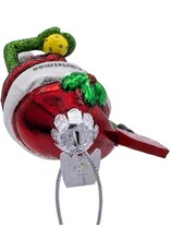 Kurt Adler Noble Gems Glass Pickleball Pickle Ornament w Santa Hat