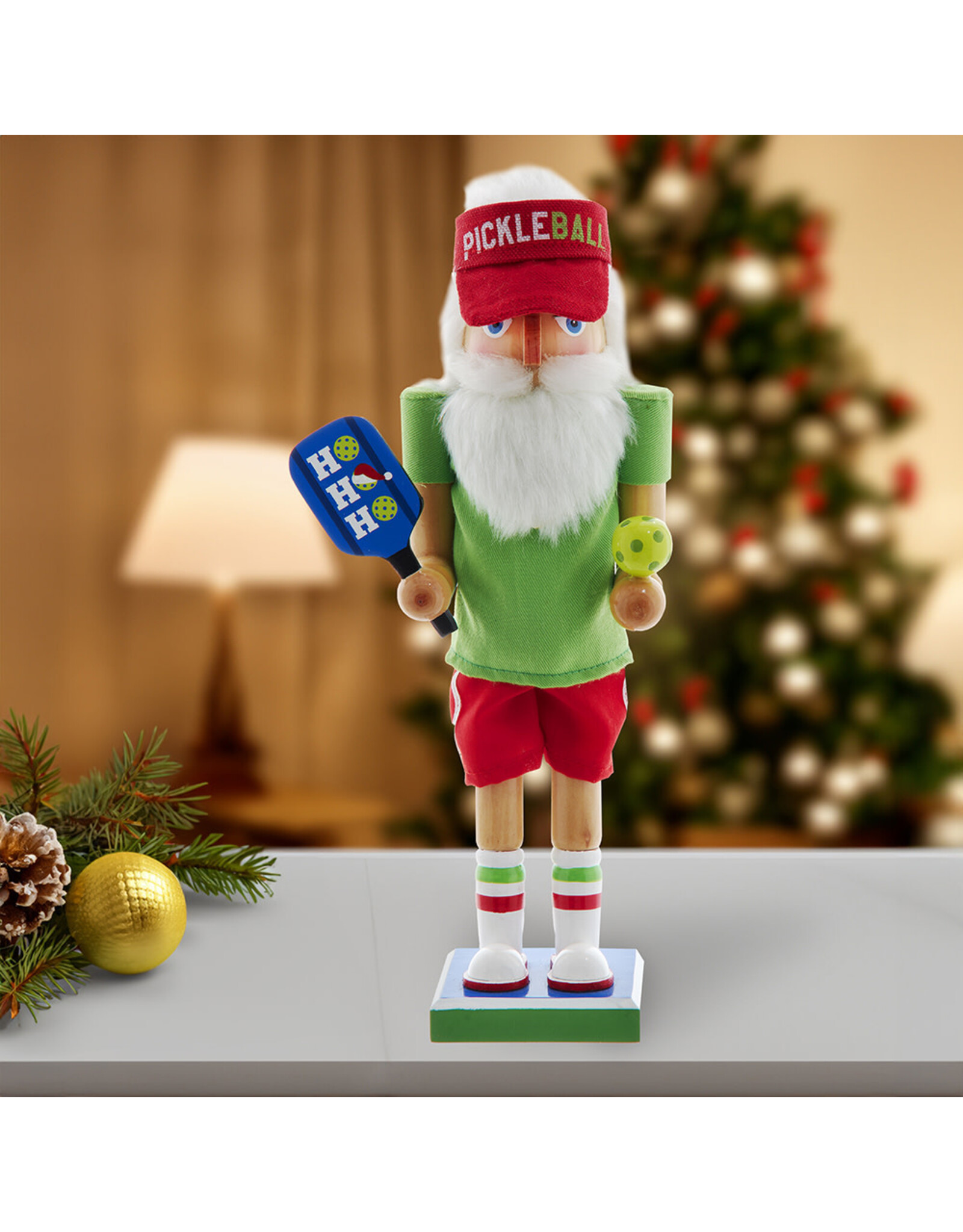 Kurt Adler Wooden Pickleball Nutcracker 12 Inch