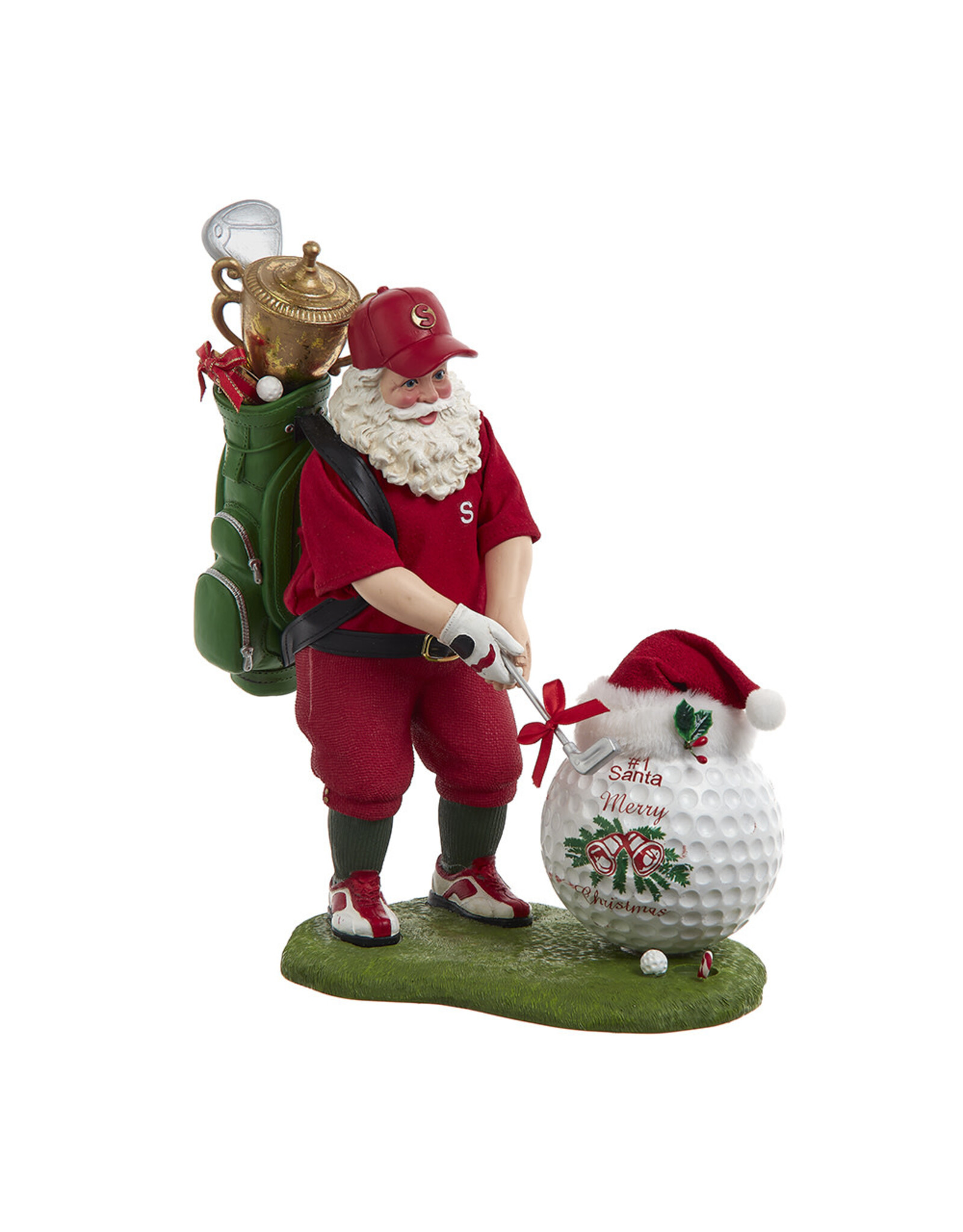 Kurt Adler Fabriche Golfer Santa Golfing w Oversized Golf Ball