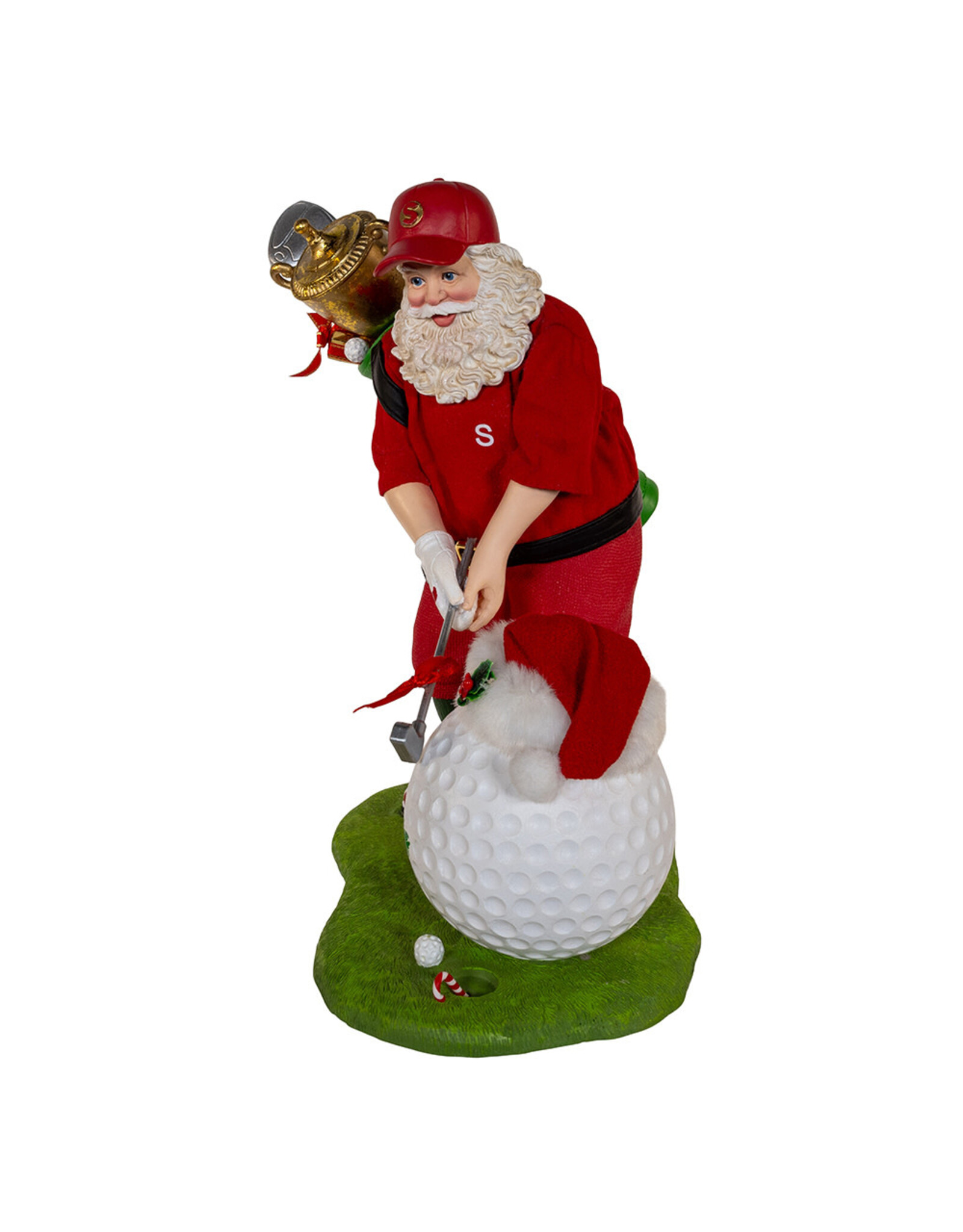 Kurt Adler Fabriche Golfer Santa Golfing w Oversized Golf Ball
