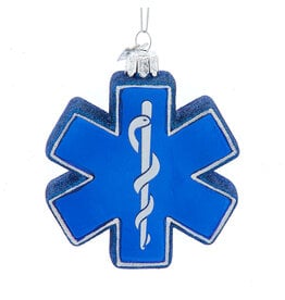 Kurt Adler Nobel Gems Glass Medical EMT Logo Ornament