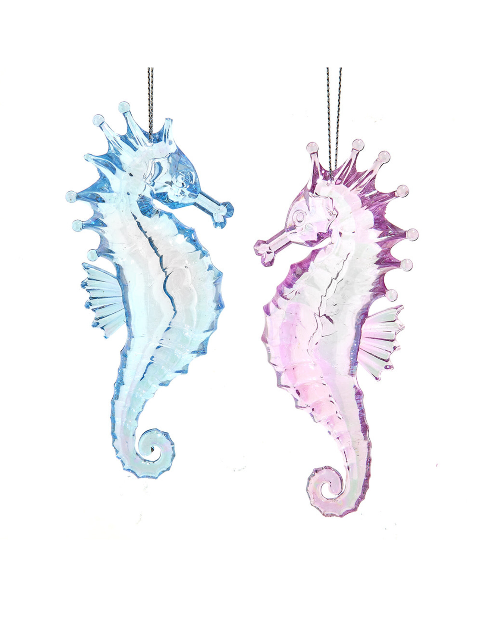 Kurt Adler Iridescent Seahorse Ornaments 5 Inch Set of 2 Assorted