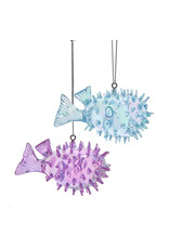 Kurt Adler Iridescent Puffer Fish Ornaments 3 Inch Set of 2 Assorted