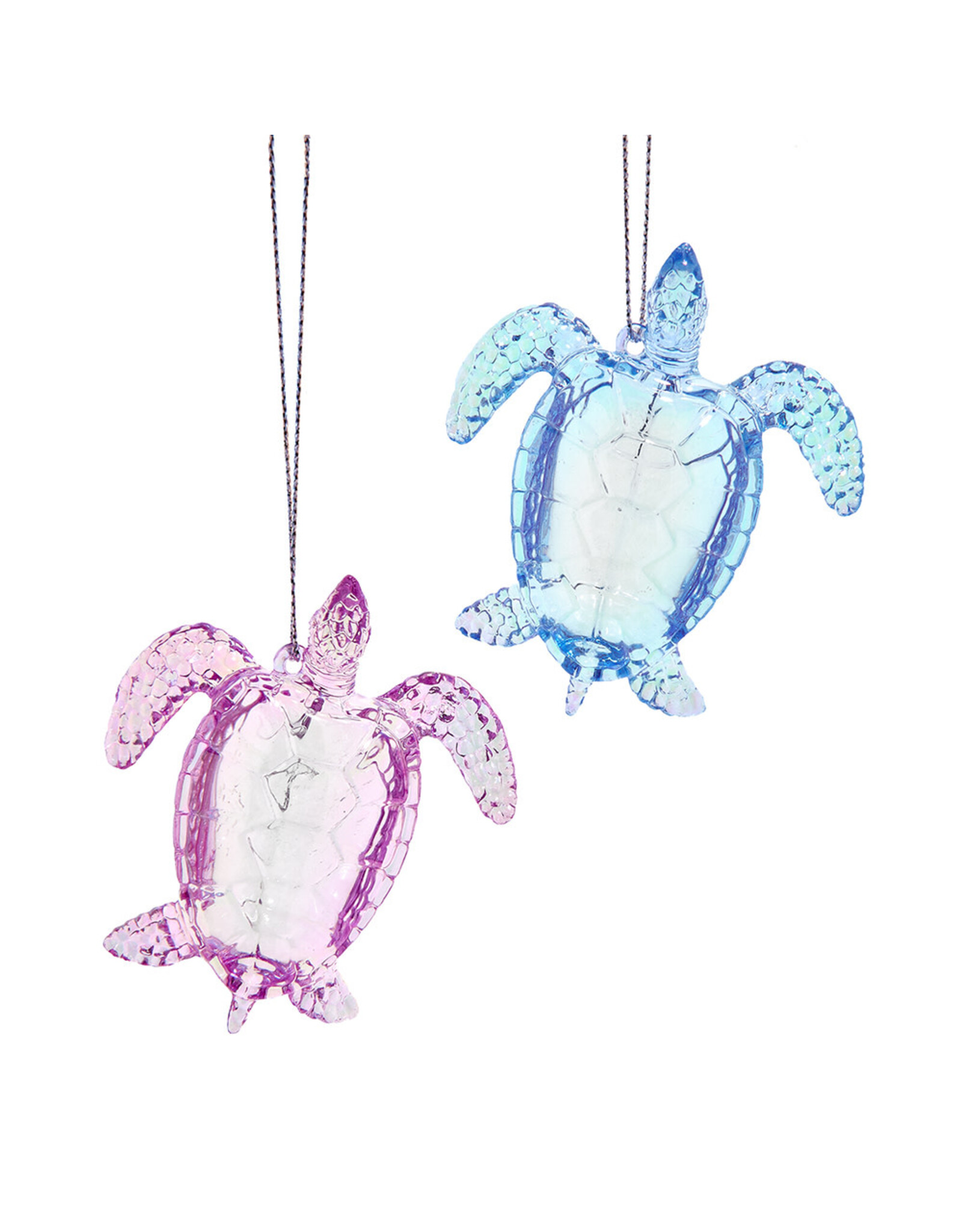 Kurt Adler Iridescent Sea Turtle Ornaments 2.75 Inch 2 Assorted