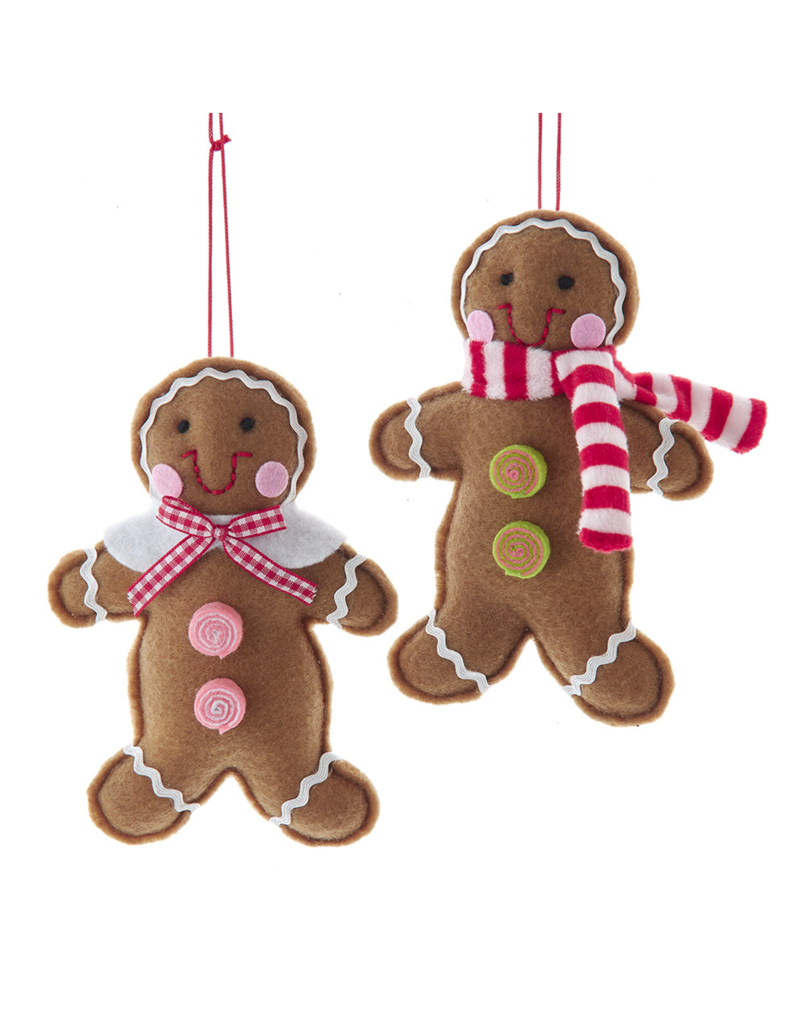 Kurt Adler Gingerbread Man Cookie Ornaments Girl Boy 2pc Set