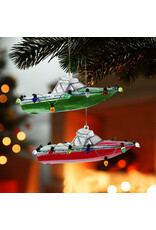 Kurt Adler Nobel Gems Glass Speed Boat Ornaments 2 Assorted