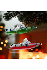 Kurt Adler Nobel Gems Glass Speed Boat Ornaments 2 Assorted