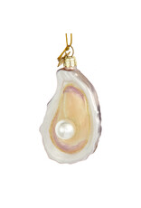 Kurt Adler Nobel Gems Glass Oyster Shell w Pearl Ornament
