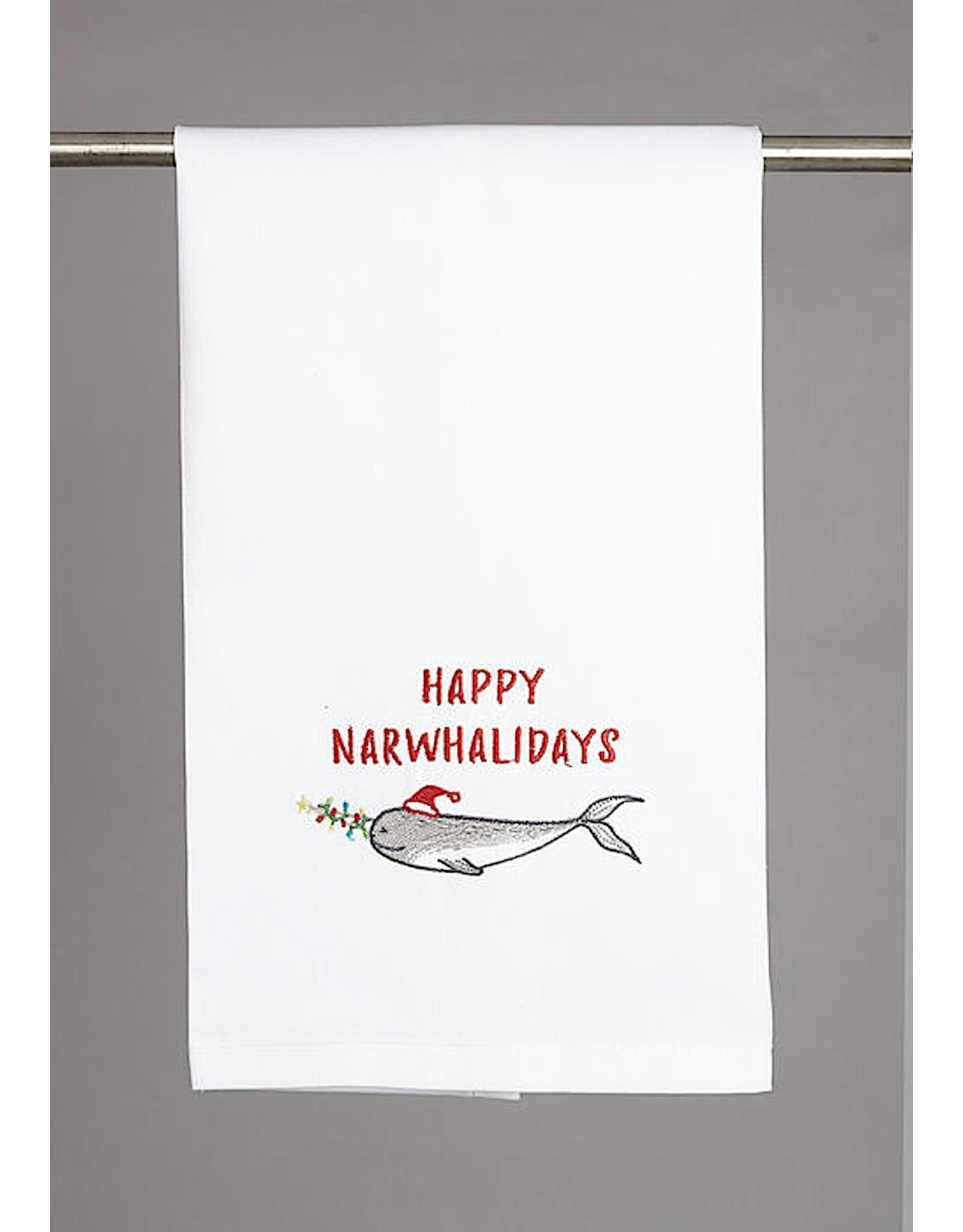 Peking Handicraft Happy Norwhalidays Narwhal Kitchen Towel 16x25