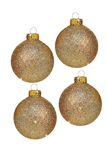 Kurt Adler Gold Glitter Glass Ball Christmas Ornament 60mm Set of 4