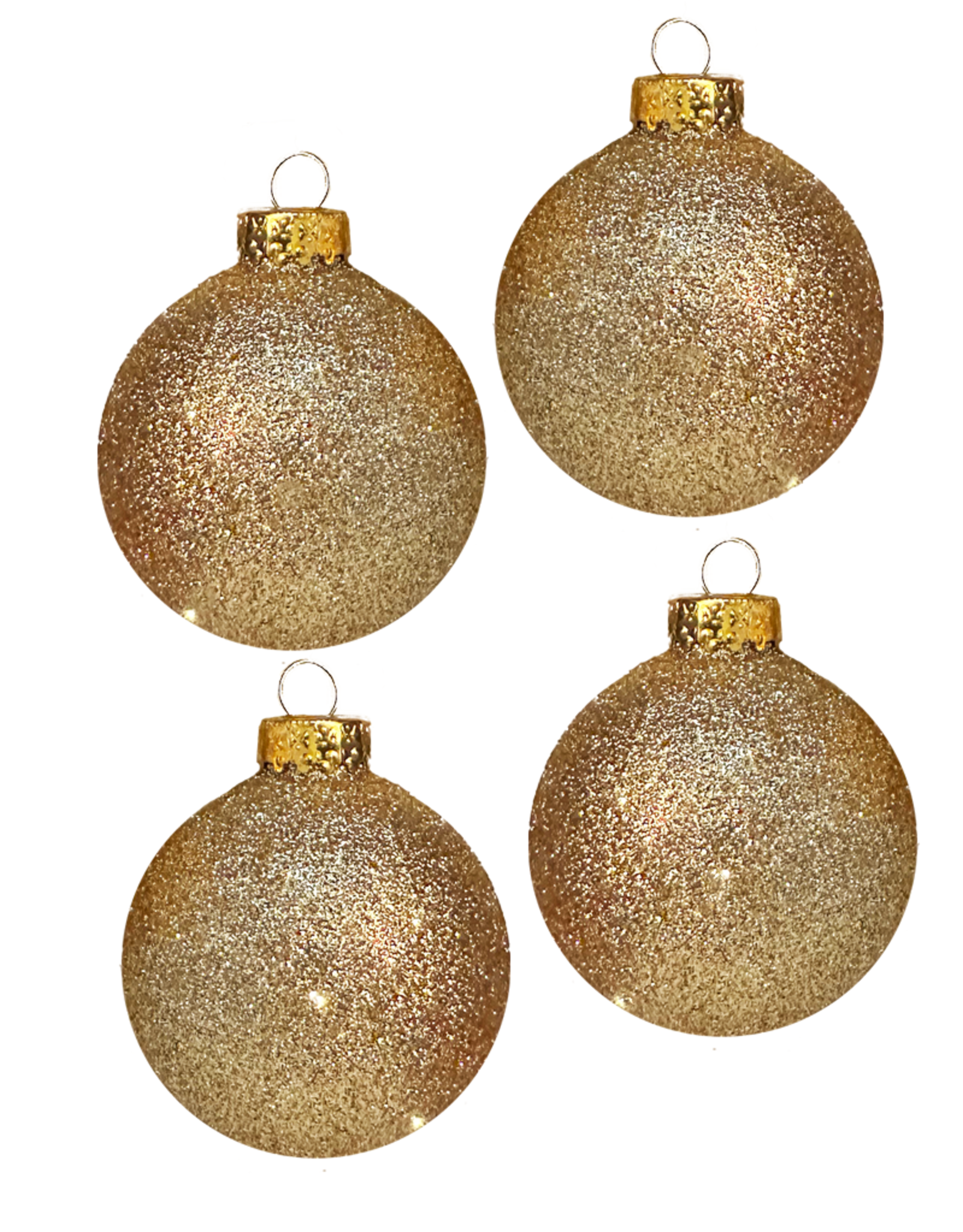 Kurt Adler Gold Glitter Glass Ball Christmas Ornament 60mm Set of 4
