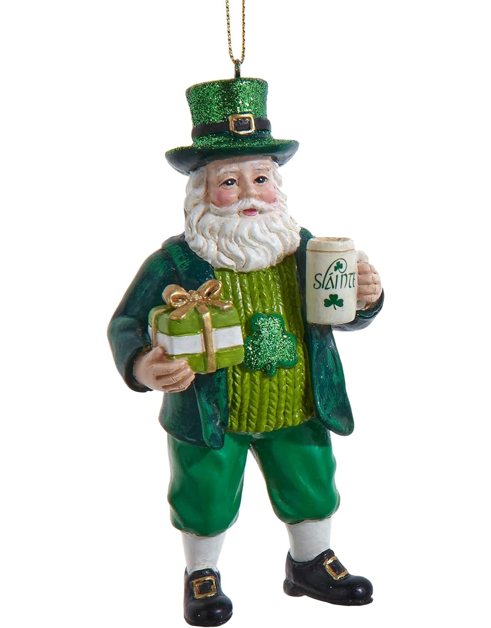 Kurt Adler Irish Santa Christmas Ornament w Beer Stein Mug