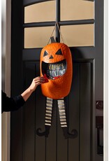 Mud Pie Halloween Tin Jack-O-Lantern Candy Bucket Door Hanger 33 Inch