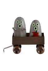 Mud Pie Halloween Ghost Glow Salt And Pepper Shakers In Wagon Caddy